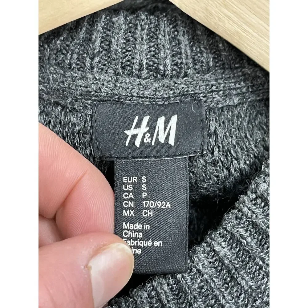 H&M Sweater Mens Small Wool Acrylic Blend Long Sleeve Ribbed Pullover N302